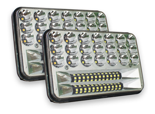 Par Faros Led Rectangular Luz Fija/ Estrobo Blanco Con Ámbar