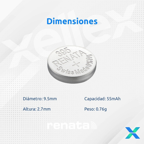 Imagen 2 de 8 de 5 X Pilas Renata 395 Sr927sw Original Suiza Blister Cerrad