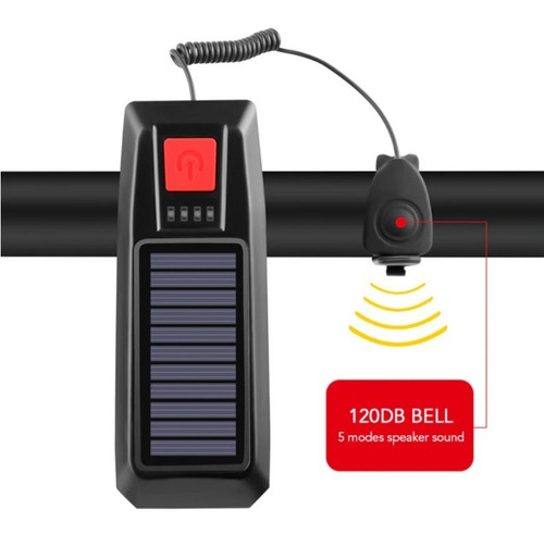 Imagen 3 de 7 de Luz Led Solar Y Recargable Con Bocina Para Bicicleta Scooter