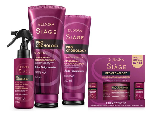 Kit Siàge Pro Cronology Cronograma Capilar Acelerado Eudora