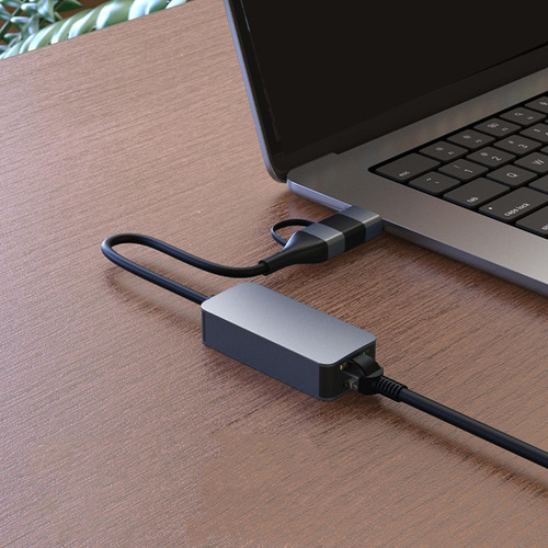 Adaptador Usb C Para Ethernet 2 Em 1 Conversor De Rede