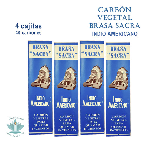 4 Carbón Vegetal Brasa Sacra Para Sahumar - Indio Americano