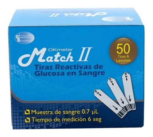 Tirillas Para Glucometro Match Ii Caja X 50 + Lancetas X 25