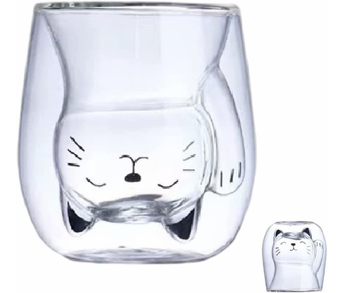 Cute Mug Cat Tea Double Wall Glass Coffee Mugs, Espresso ...