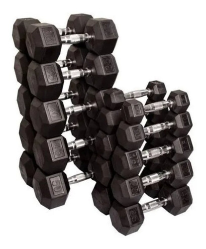 Set Con 11 Pares De Mancuernas Hexagona 50 A 100 Lbs 1650 Lb