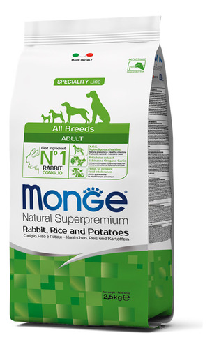 Monge Perro Adulto Monoproteina Conejo 2,5kg Con Regalo 