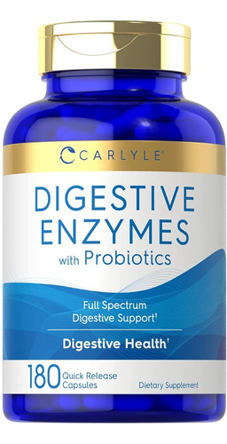 Enzimas Digestivas Con Probioticos 180 Cápsulas Carlyle Sabor S/n