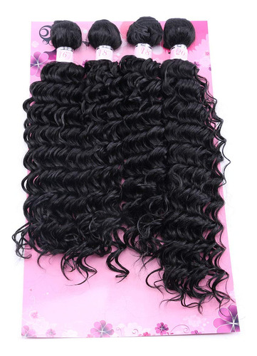 Frelyn Deep Wave Curly Synthetic Hair Weave Extensions 4 Bun