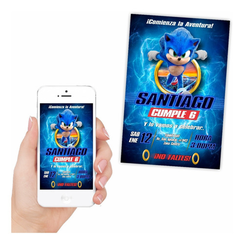 Invitación Digital Cumpleaños Sonic | Mod 1