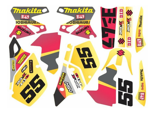 Kit Adesivos Motocross Trilha Para Suzuki Drz 2014 15867 Cor Amarelo