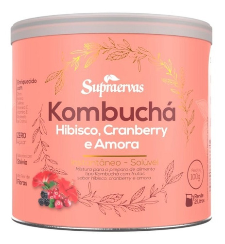 Kombuchá Sabor Hibiscus Cranberry E Amora 200gr