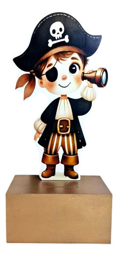 Alcancia Centro De Mesa O Recuerdo Pirata Fiesta Pirata Dorado