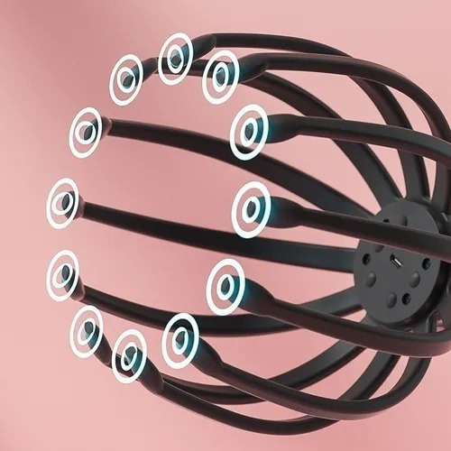 Massageador Elétrico Sem Fio Cabeça Relaxante 3 Velocidades Cor Preto USB