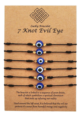 Pulsera Evil Eye, Bisutería Ajustable, Tejida