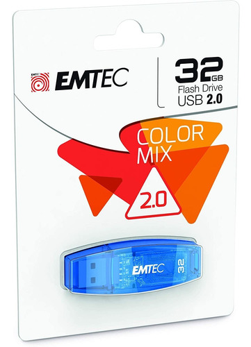 Unidad Flash Emtec C410 Color Mix, 32 Gb, Azul, Ecmmd32gc410