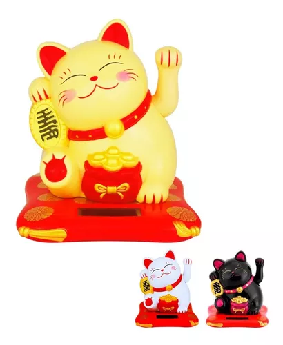 Gato de la suerte MANEKI-NEKO negro de resina 5 cm