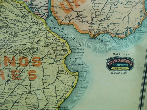 Antiguo Gran Mapa Republica Argentina. 1937 Anilinas Colibri