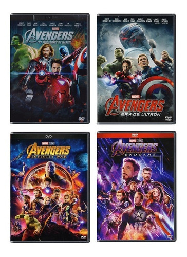 Avengers + Era Ultron + Infinity War + Endgame Paquete Dvd