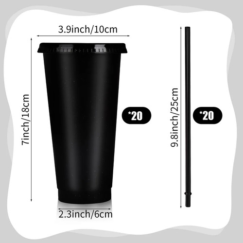 Vasos Reutilizables De Plastico Con Tapa Y Popote 710ml C