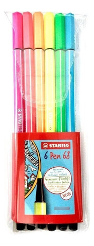 Marcador Stabilo 68 Set X 6 Neon