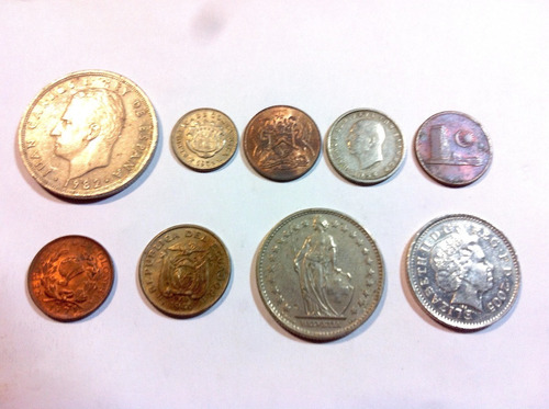 Monedas Costa Rica, Trinidad Y Tobago, Grecia, Malasia 9 Etc