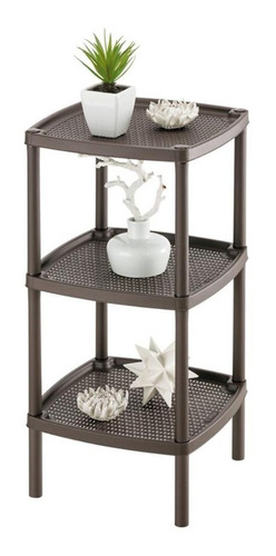 Mesa Organizador Multiusos Cuadrada 3 Niveles Plastica Cafe