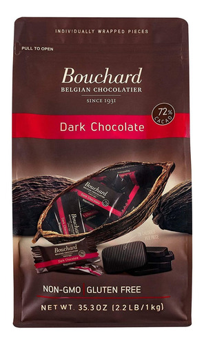 Bouchard Chocolate Negro Belga Sin Gluten, 72% Cacao (35.3 O