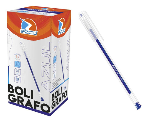 Boligrafo Ezco Birome Lapicera 1 Mm - Azul - Caja X 50