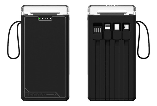 Mini Cargador Portatil Lampara Y Cables Conectores Universal Color Negro