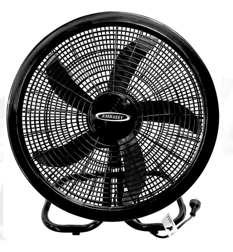 Ventilador Turbo Embassy 90w 20'' 5 Palas Plásticas 3 Veloc Estructura Negro Aspas Negro Material De Las Aspas Plástico