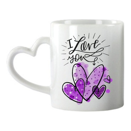 Taza Blanca Personalizada Con Asa De Corazón