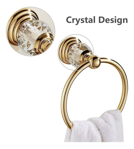 Anillo De Toalla De Cristal Dorado Baño Titular Toalla Mano