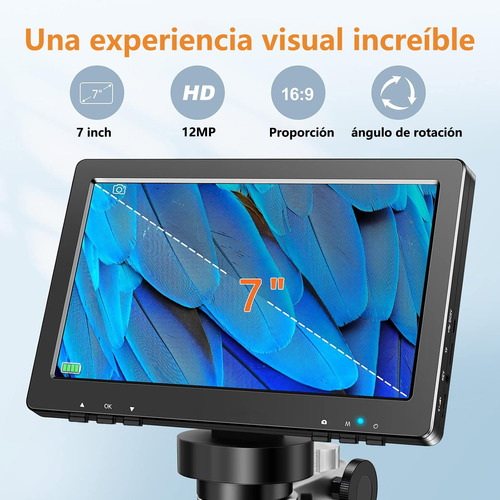 Microscopio Digital Lcd 7 In Con Aumento 1200x 1080hd 32g Sd