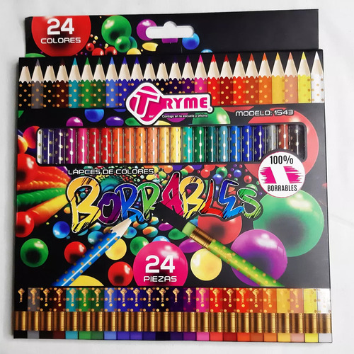 Colores Tryme Borrables 24 Lápices Ideal Para Escuela Trazo 1543