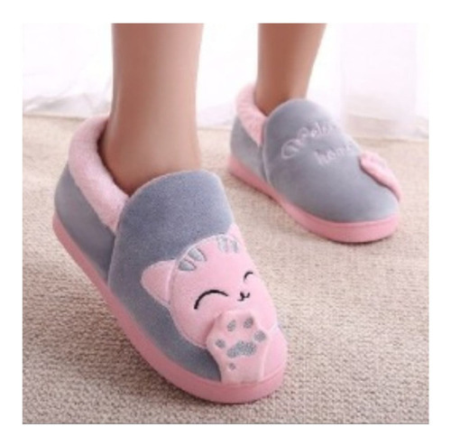 Pantuflas De Gato Suela Gruesa Adulto Suaves 