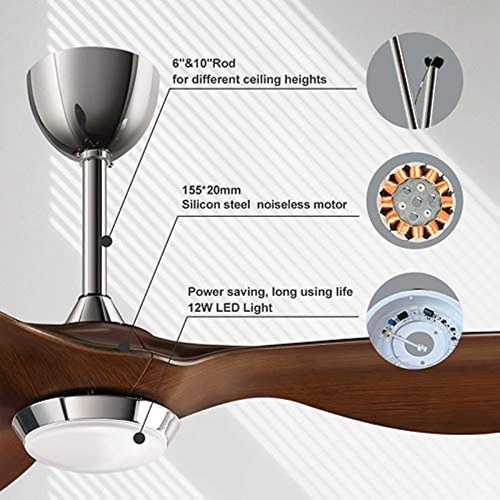 Ventilador De Techo Reiga De 52 Pulgadas Con Kit De Luz Led
