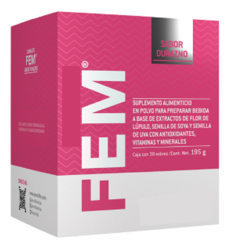 Fem Plus 30 Sobres Bebida Sabor Durazno