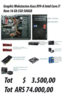 Pc Computer Graphic Workstation Asus X99-a Intel Core I7