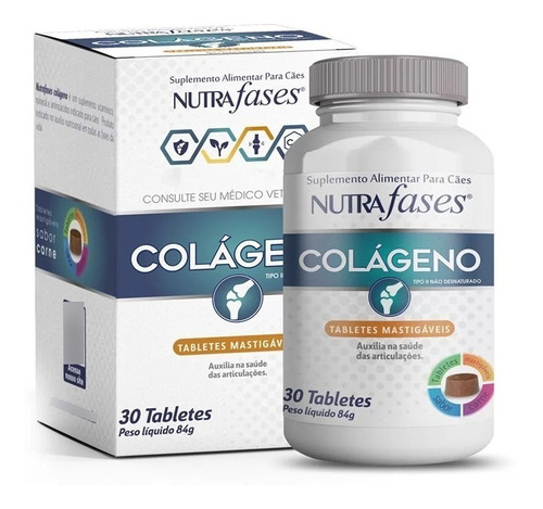 Colágeno Nutrafases Suplemento Cães 30 Tabletes Palatável