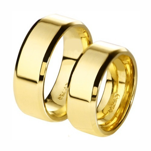 Par Aliança Casamento Ouro 18k Chanfrada 10mm 20 Gramas