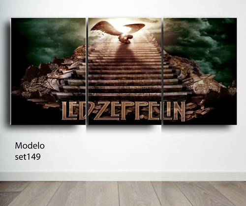 Led Zeppelin Escalera  Set 3 Cuadros  Textura Envió Gratis