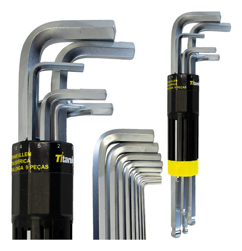 Kit Chave Allen Extra Longa Abaulada 9pcs 1.5 A 10mm 23cm Cor Cinza