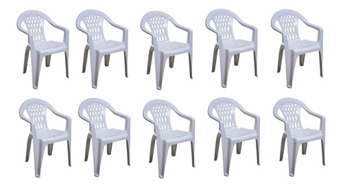 Silla Plastica Apilable Reforzada Sillon Mica Pack 10