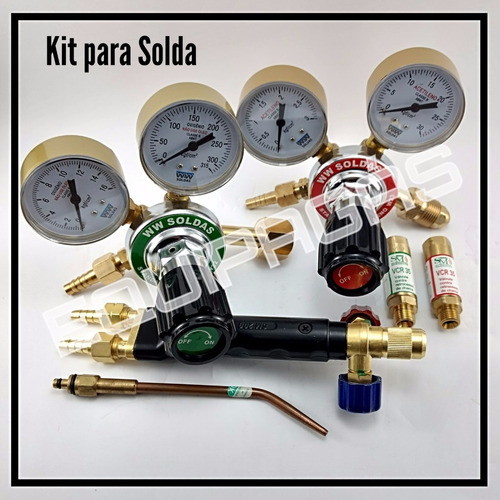 Kit Reguladores Acetileno + Oxigênio + Maçarico De Solda
