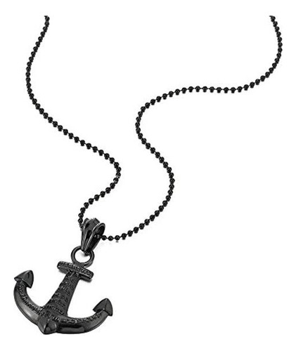 Coolsteelandbeyond Collar Con Colgante De Ancla Negra Hebrea