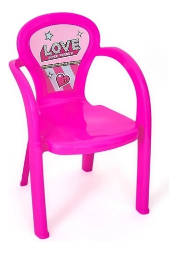 Cadeira Infantil De Meninas Decorada Love Usual Suporta 25kg Cor Rosa