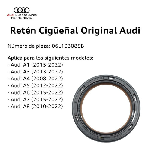Imagen 2 de 8 de Retén De Cigüeñal Audi Q5 2009 Al 2021