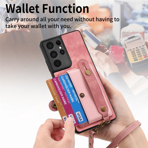 Funda De Cuero Con Pulsera Cruzada Para Samsung