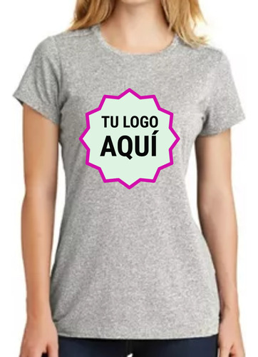 Remera Mujer Gris Sublimada Personalizada Doble Estampado