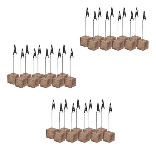 Y) 30 Pcs Wooden Base Wire Photo Clip Wedding Table